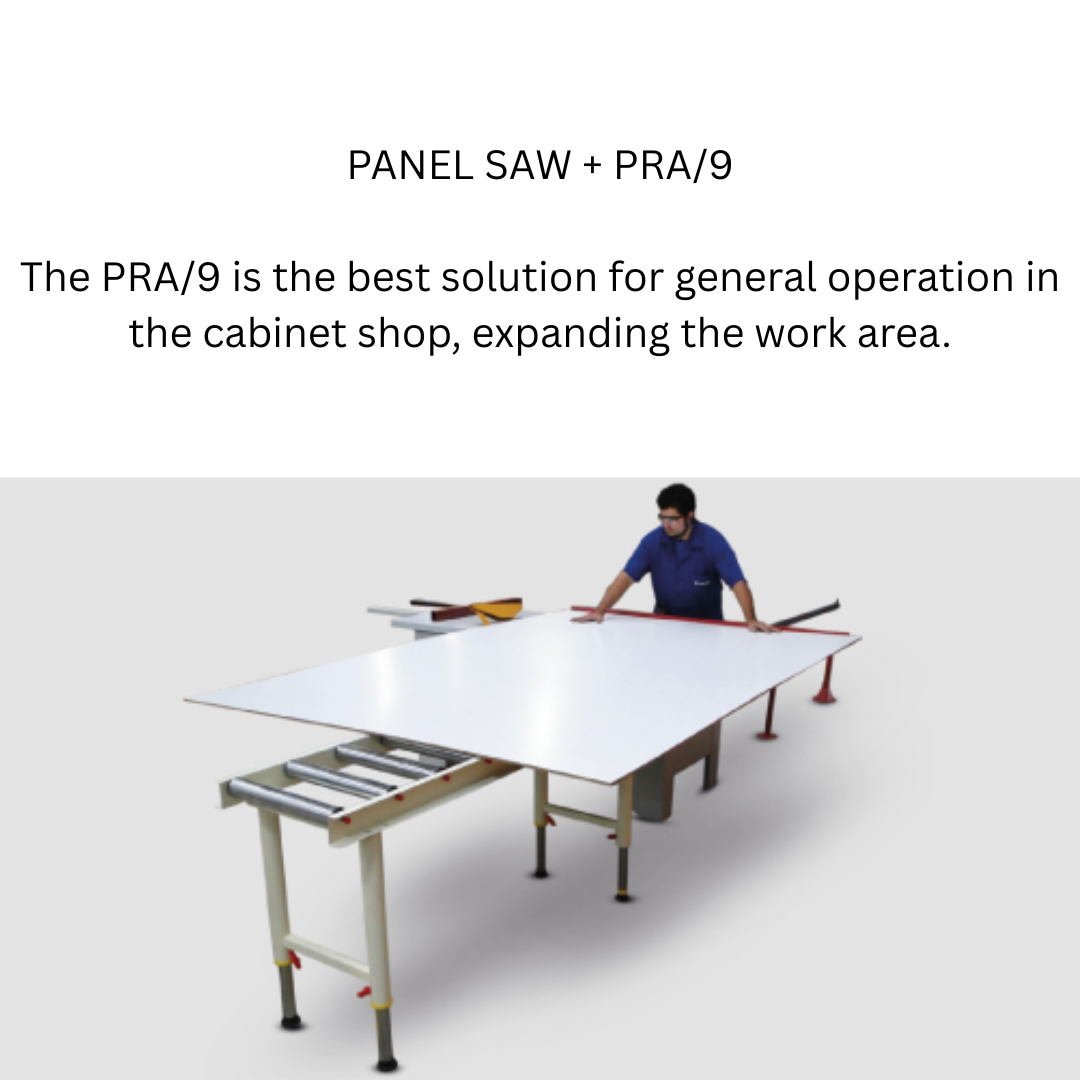 Operator using Maksiwa Roller Stand PRA/9 to support large wood panels
