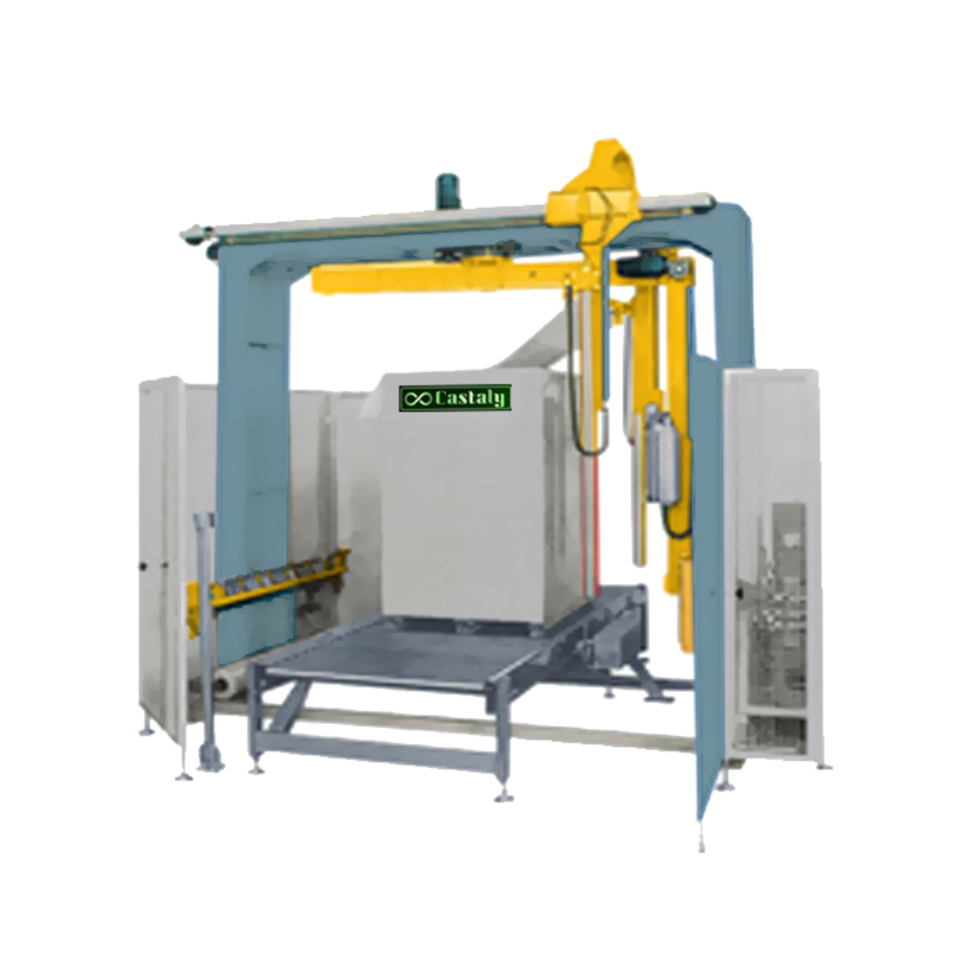 Pallet Auto Wrapping Machine (with Top Holder) PK-1521P industrial pallet stretch wrapping system with overhead stabilizer and control panel