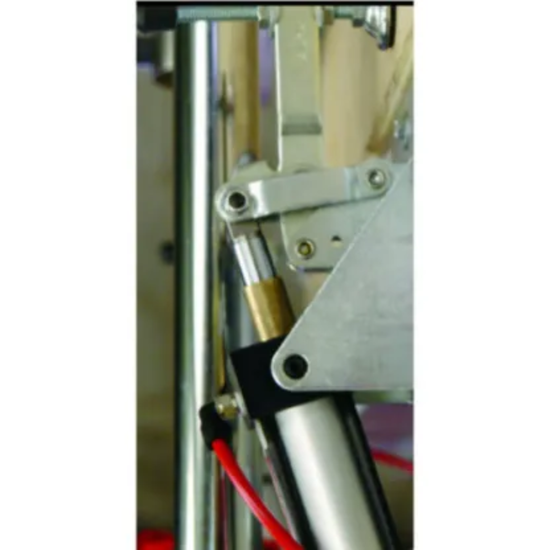 Safety Speed Air Clamps for 3400 Vertical Router and TR2 Table Router close-up showing air-powered clamp assembly with mounting bracket and pressure control components.