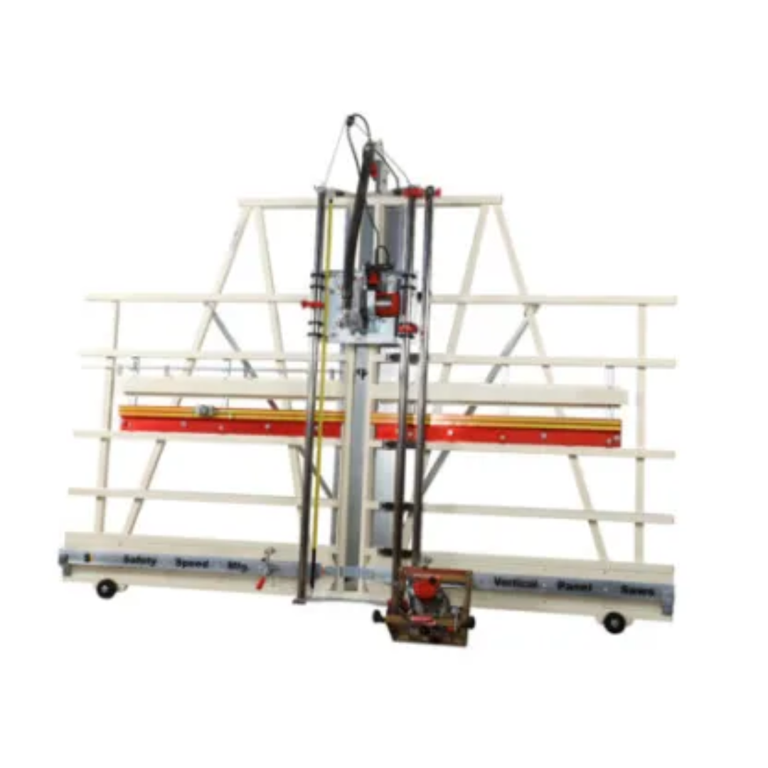 Safetyspeed SR5 Panel Saw and Router Combo full front view showing vertical panel saw with integrated routing system
