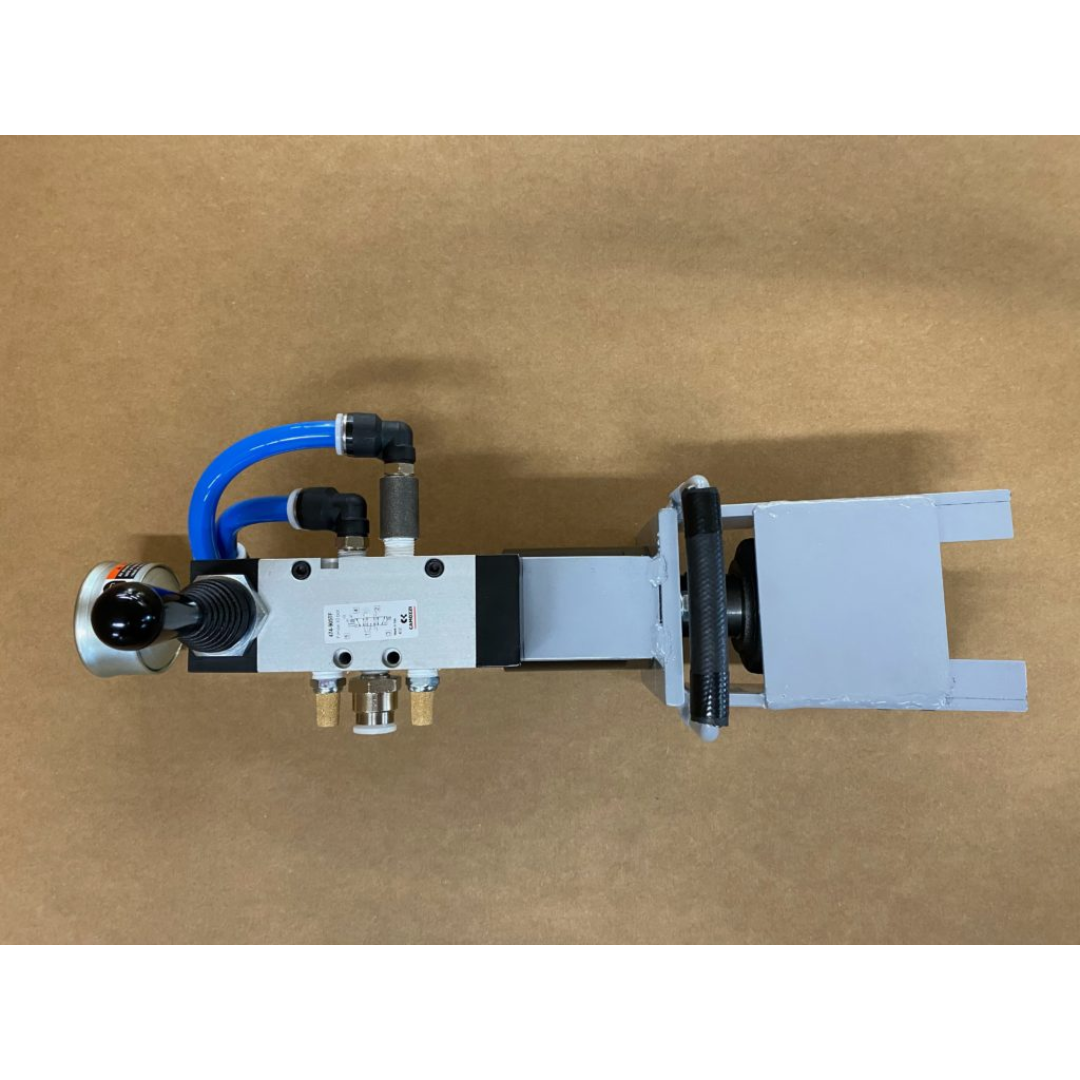 Side profile of JLT #79Z-M2 Hand Held Pneumatic Clamp Tightener highlighting air connection and precision drive mechanism