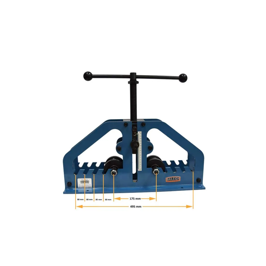Side profile of the Baileigh Radius Bender - (R-M7) 1006861 showing the compact benchtop design and manual adjustment controls.