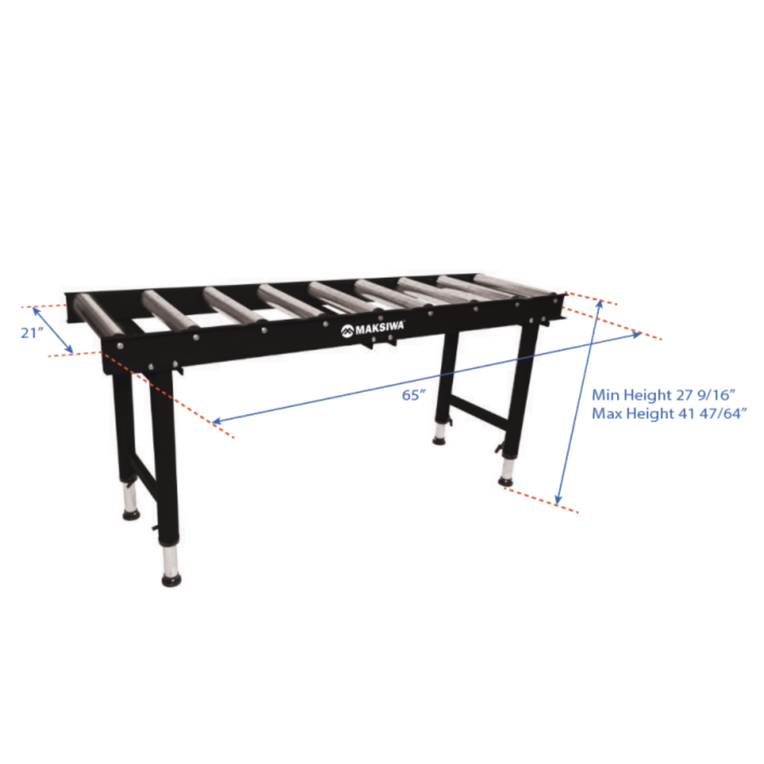 Side view of Maksiwa Roller Stand PRA/9 roller system and frame