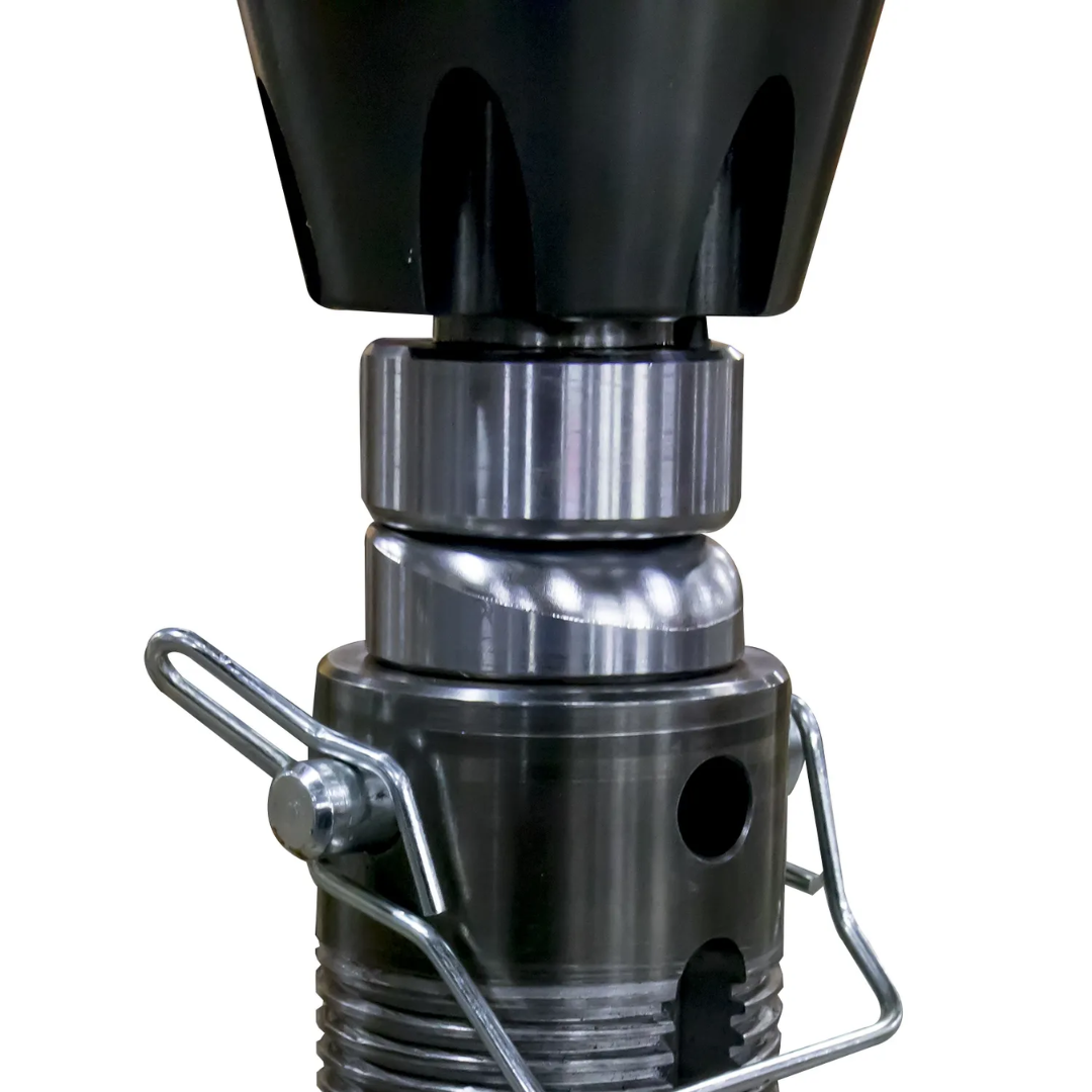 Tool holder and die mounting system on the Baileigh Pneumatic Power Hammer (PH-28A) BA9-PH28A for quick tooling changes and repeatable forming.