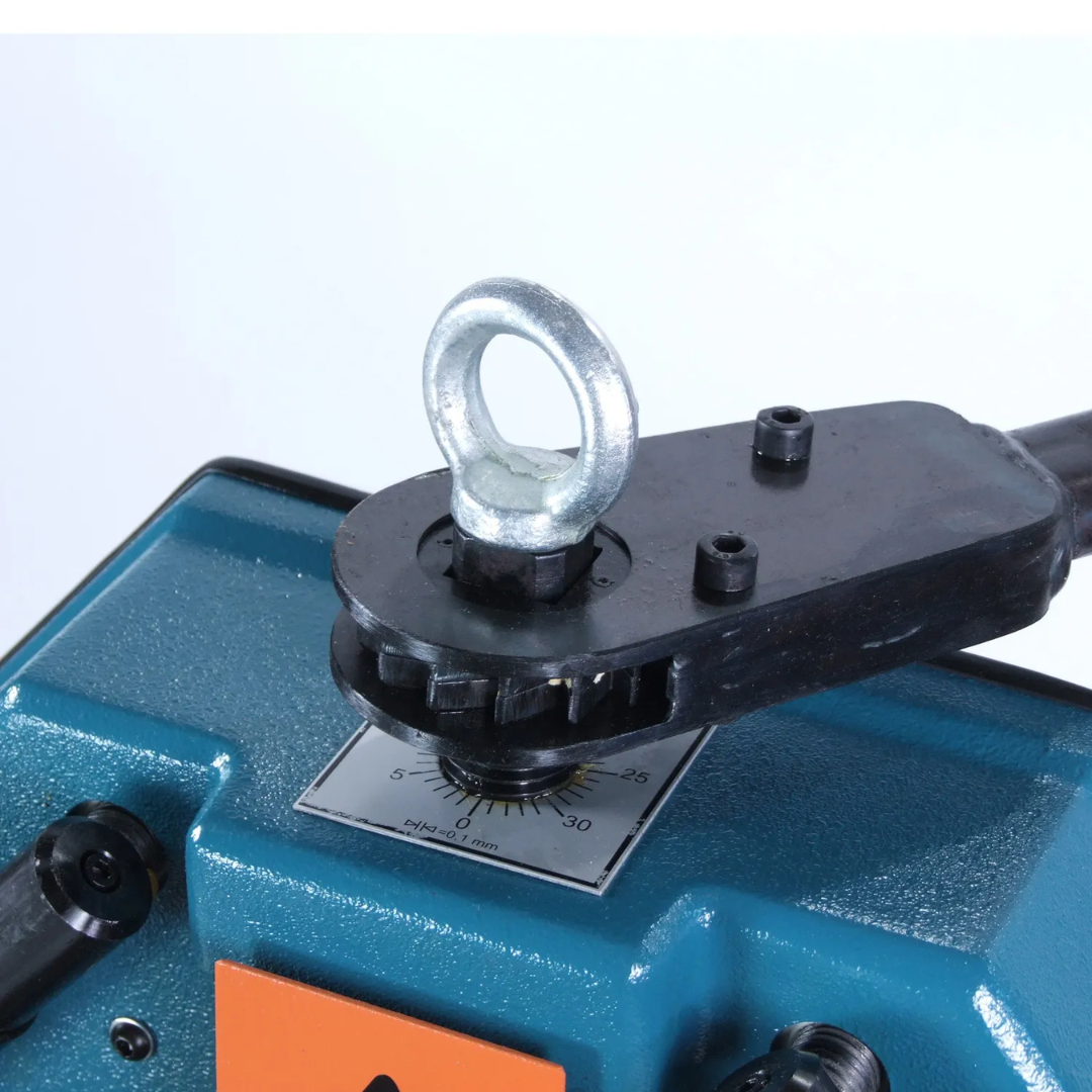 Top-mounted adjustment mechanism on Baileigh Ring Roll Machine - (R-M40) 1006852 featuring precision roller positioning for consistent ring and profile bending.