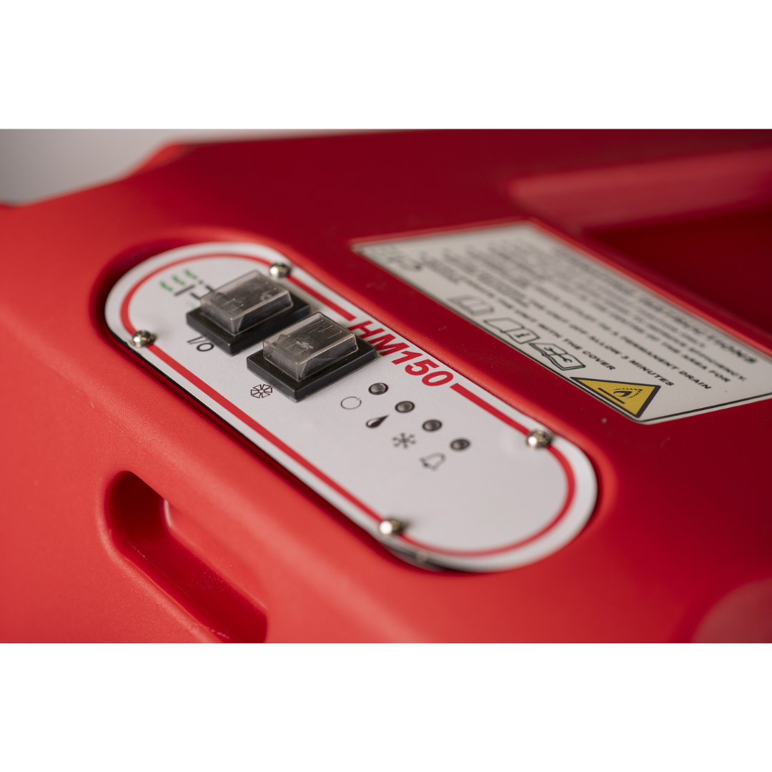 Top control panel of Ebac HM150/HM150-H Dehumidifier showing digital interface and system status controls