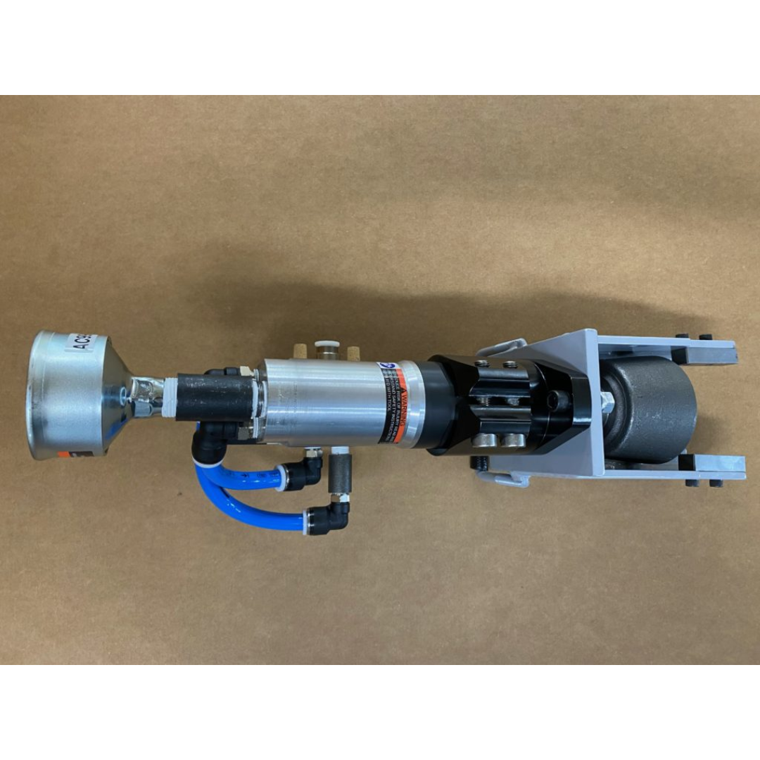Top view of JLT #79Z-M2 Hand Held Pneumatic Clamp Tightener showing control lever and balanced handheld operation