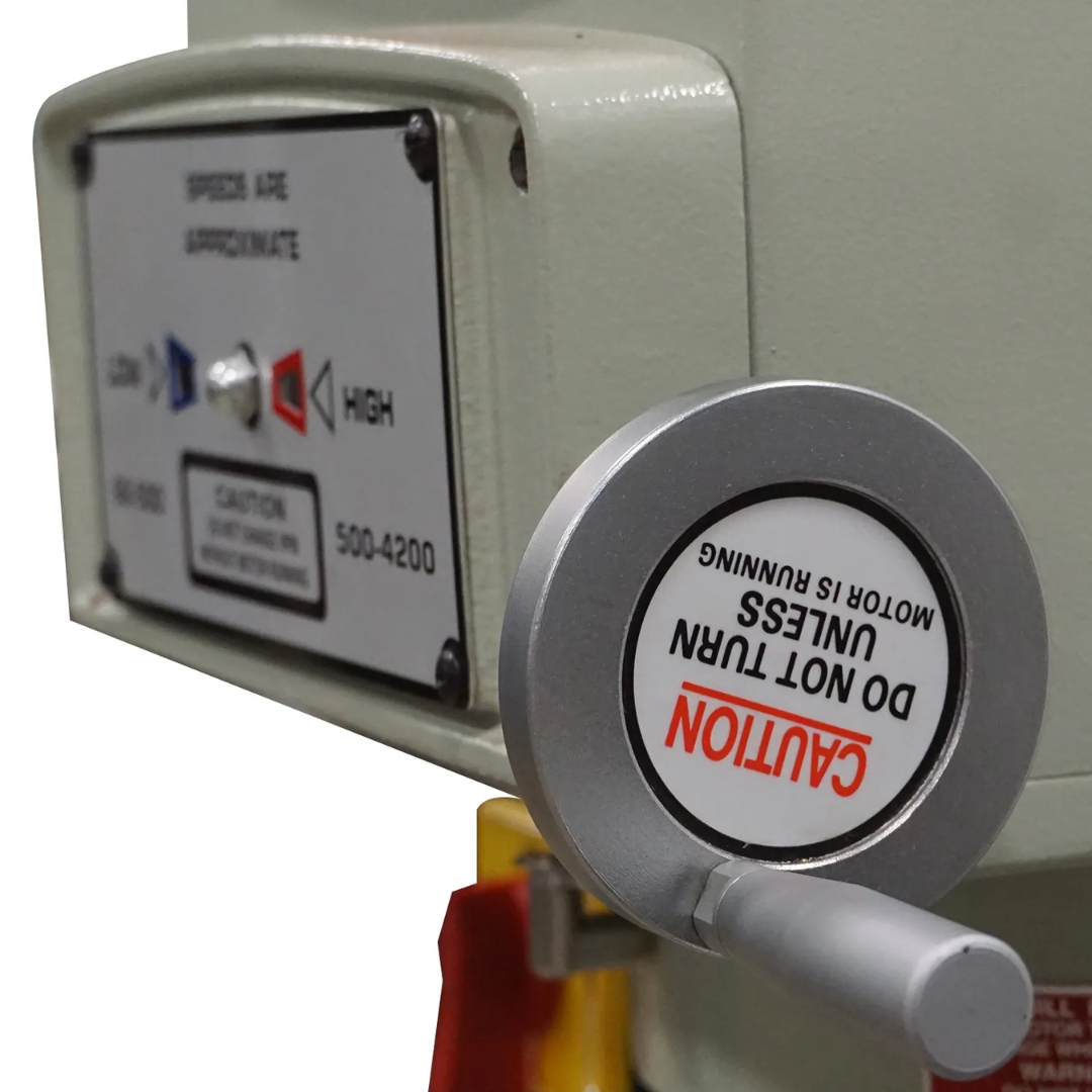 Variable-speed control dial and spindle speed adjustment system on the Baileigh Vertical Mill VM-949E-VS 1019108 designed for accurate machining performance.