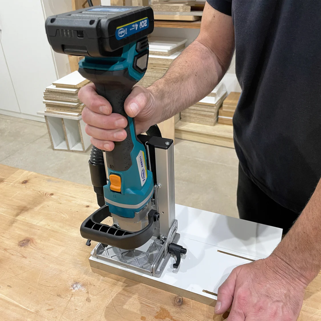 Virutex Cordless Biscuit Joiner ABB311 (Set) 7900301 detail of adjustable fence and alignment system