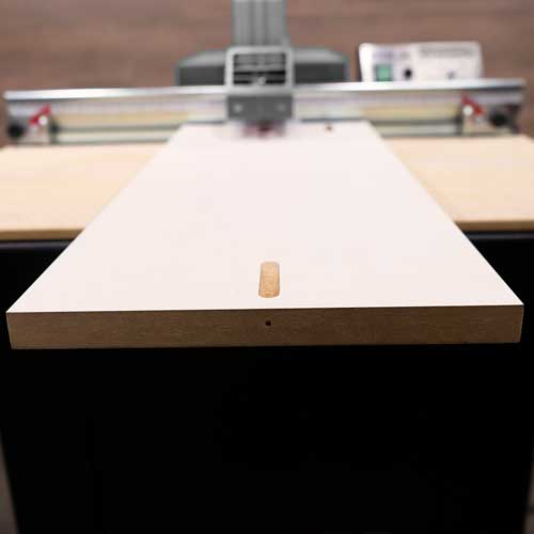 Wide view of Maksiwa PHM.30 Pocket Hole Machine with completed pocket holes