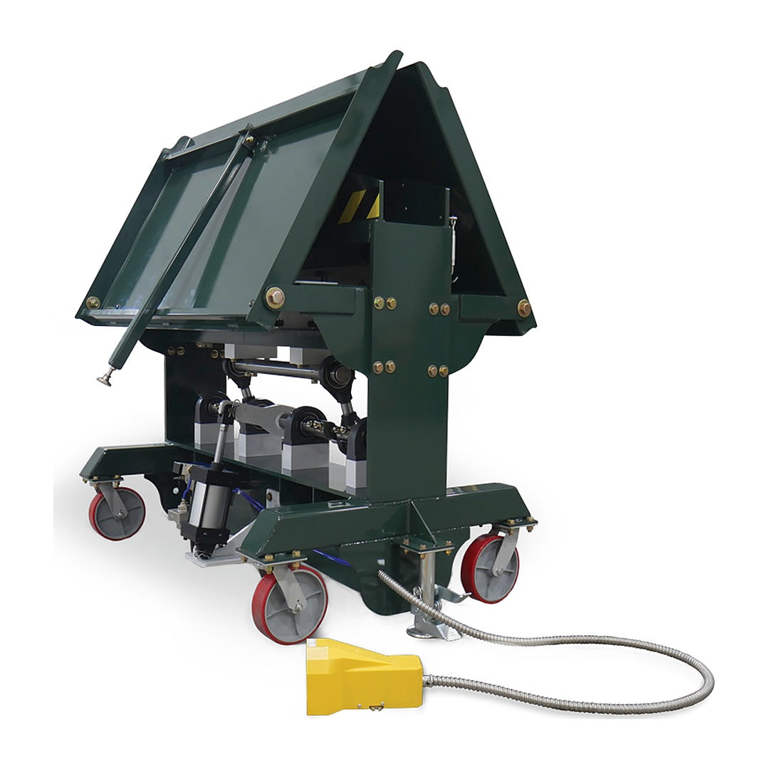 Dyna-Cut PRB-36A air shear with folding infeed and outfeed tables raised on caster base