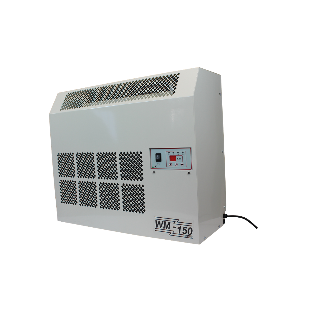 bac WM150-D Dehumidifier 11285DL-US wall-mounted commercial dehumidifier front view with digital control panel and ventilation grille