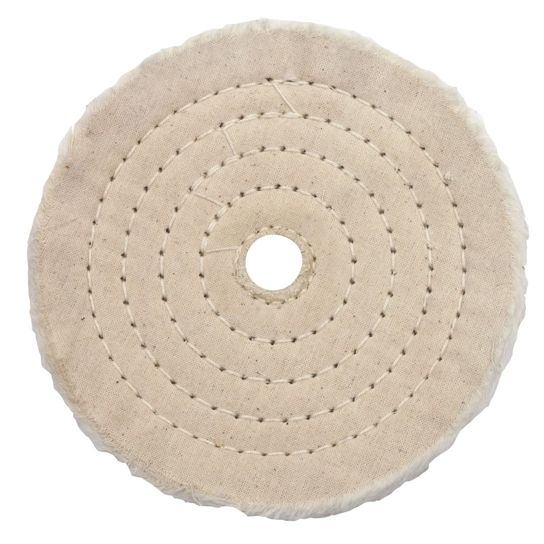 RIKON C81-801 8" x 1/2" white cotton buffing wheel with 1" arbor hole.