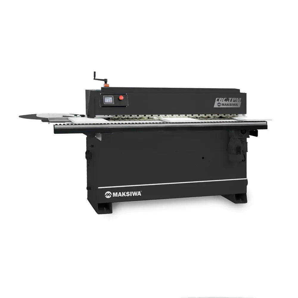 Maksiwa Edgebander CBC.TPM - Pre-Milling full machine side view automatic edgebander with compact industrial design