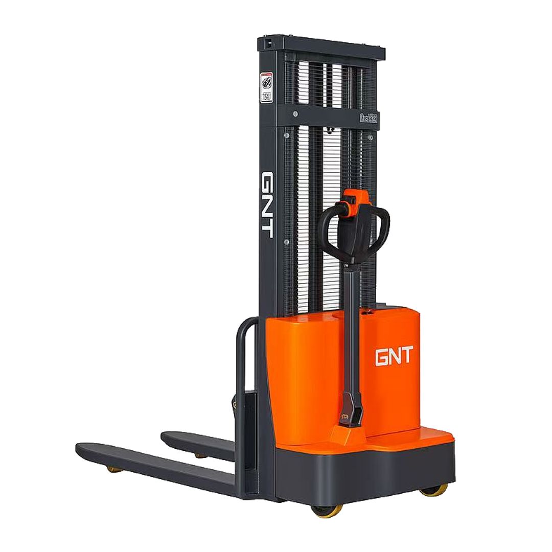 GNT G28BCD-138LI Fork-Over Stacker, front view showing fork-over support legs