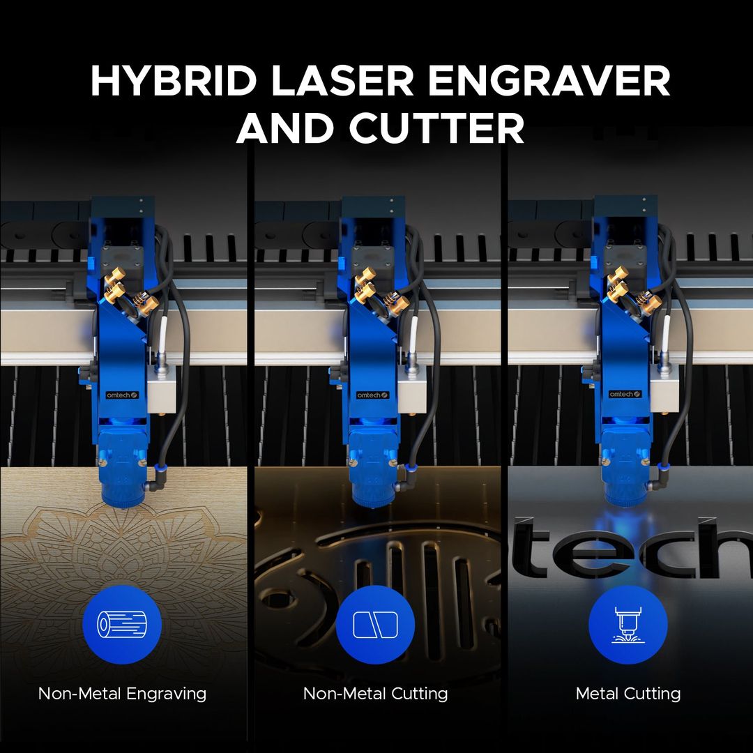 OMTech Pro 3655 Hybrid 150W Laser Cutting and Engraving Machine with 34'' x 54'' Working Area, Autofocus and Built-in Water Chiller - CEH-1409-U3 product photo 6 of 6