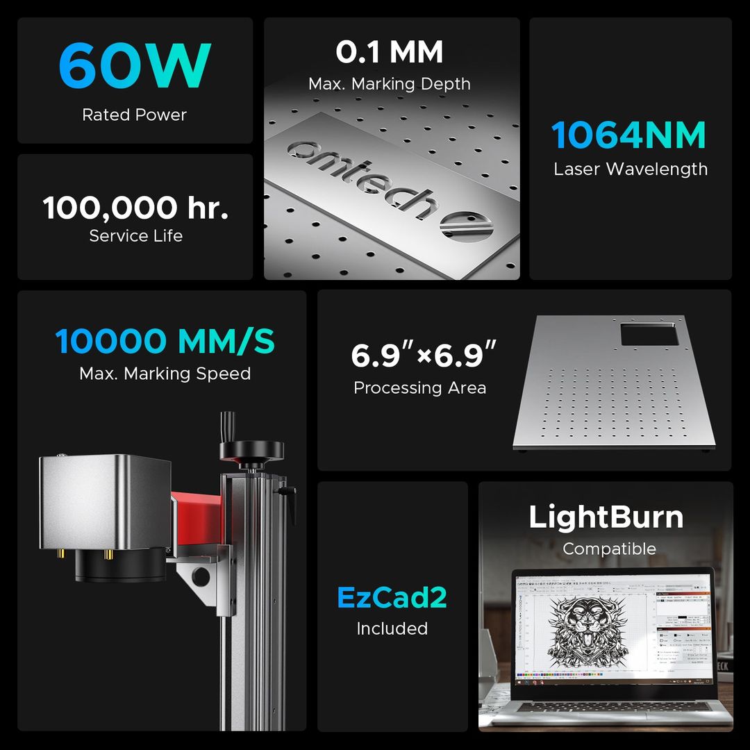 OMTech MOPA 60W Split Fiber Laser Engraver for Metal - FMM-J6W2-U2 product photo 2 of 6