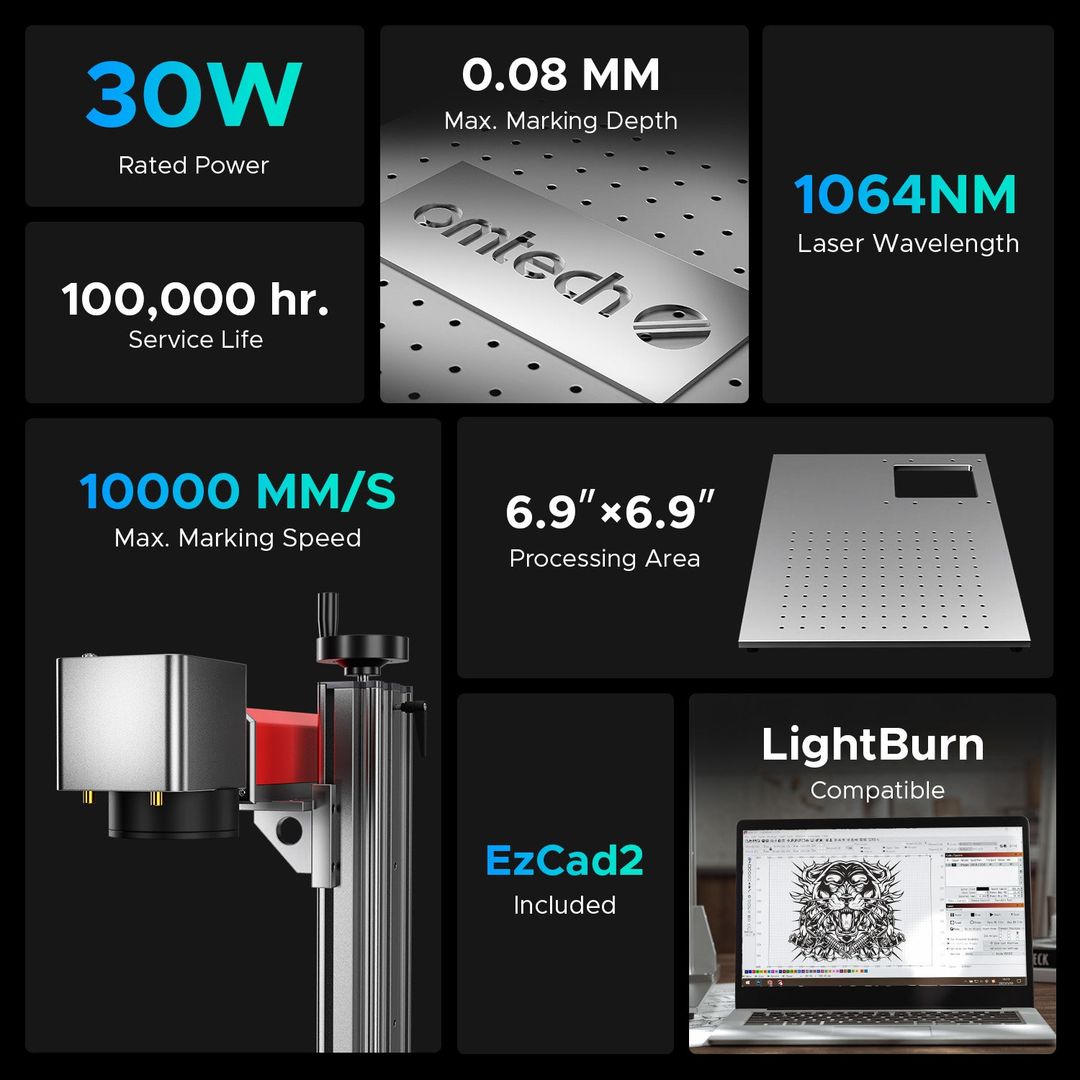 OMTech Split Fiber Laser Engraver for Metal - MOPA 30W (FMM-J3W2-U2) product photo 11 of 12