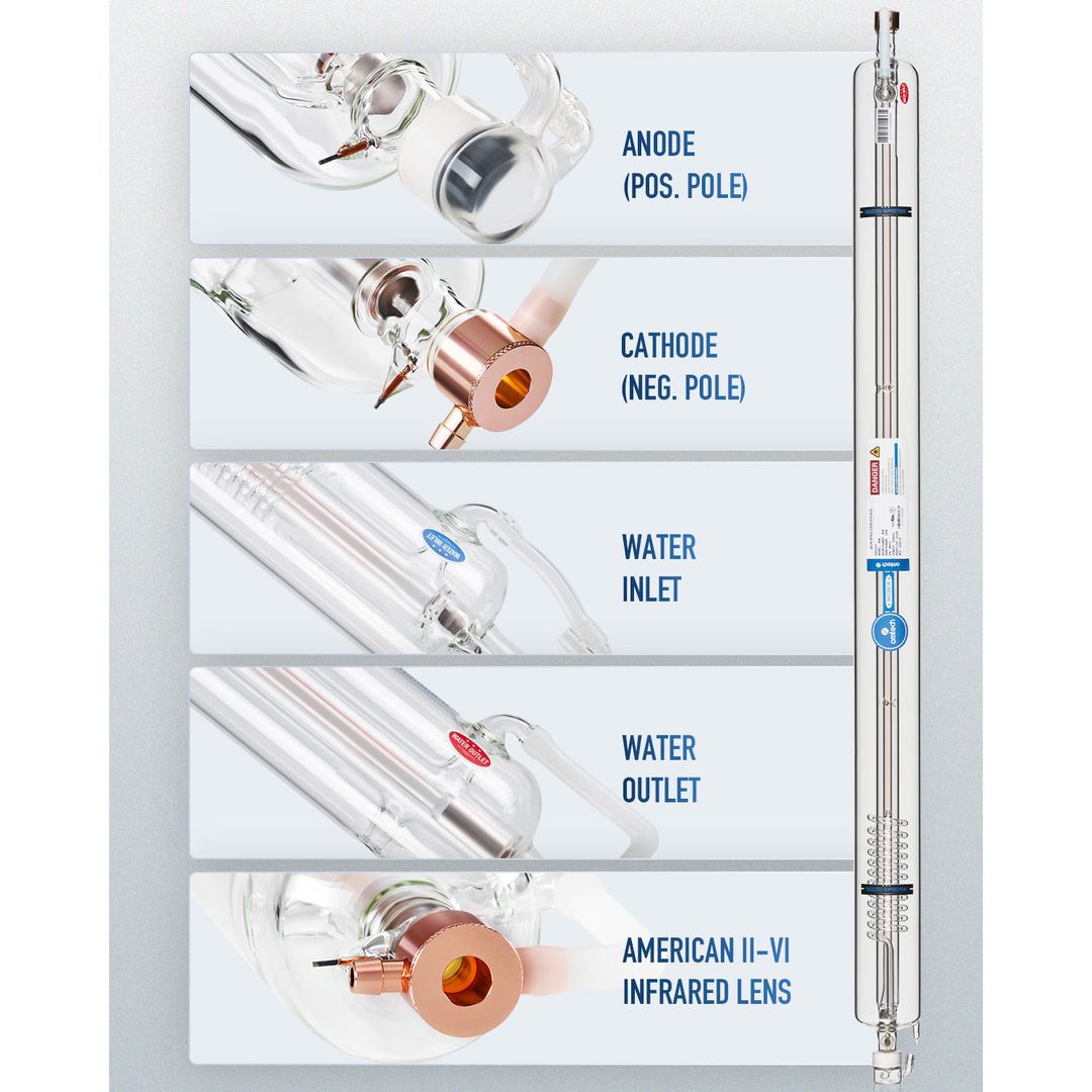 OMTech CO2 Laser Tube with Borosilicate Glass for Laser Engraver & Cutter Machines - 80W (LAT-ST80-01) product photo 8 of 12