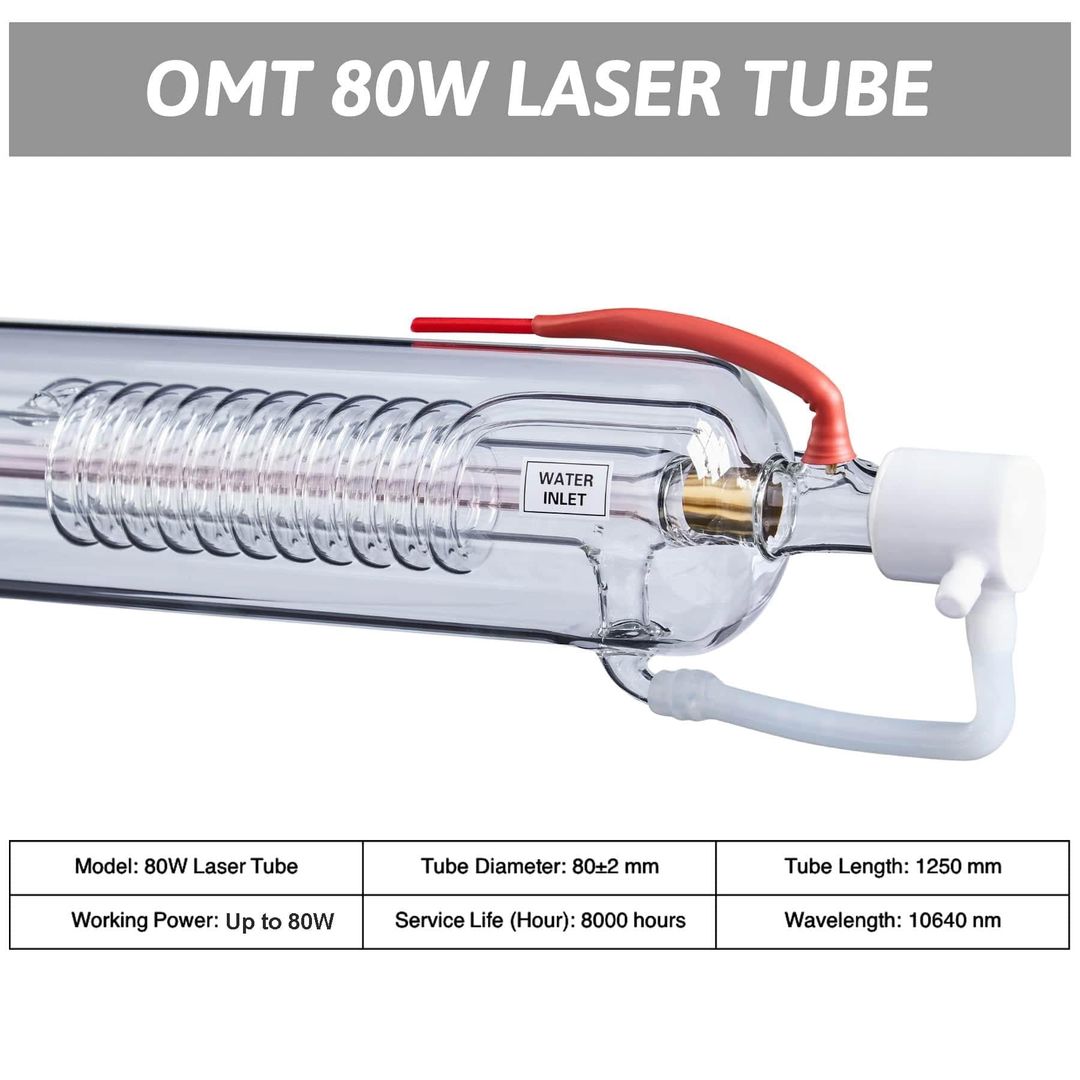 OMTech CO2 Laser Tube for Laser Engraver Cutting Machines - 80W EFR (USB-0080-00) product photo 10 of 12
