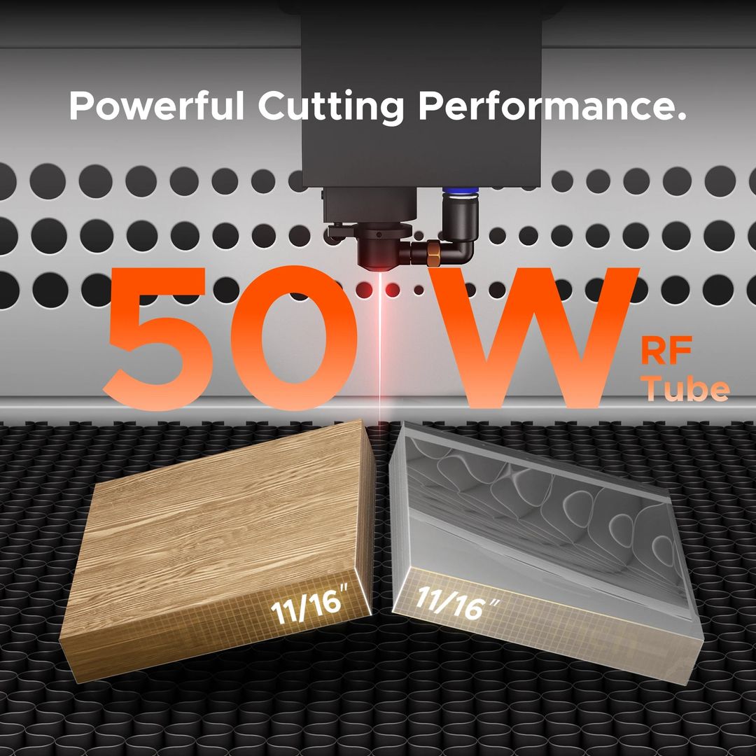 OMTech Polar 2 50W Desktop RF CO2 Laser Engraver and Cutter - USB-76RF-US product photo 5 of 6
