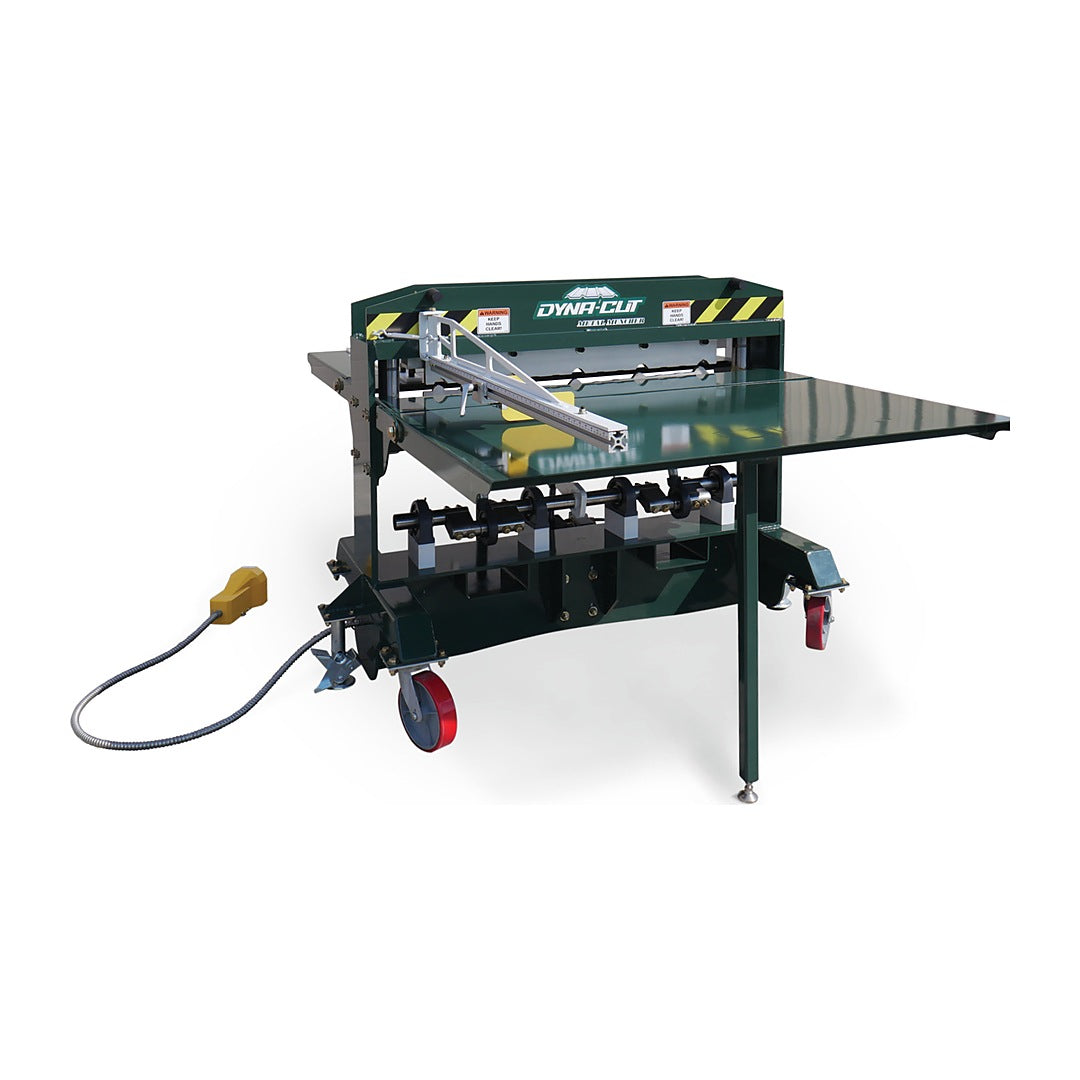 Dyna-Cut PRB-36A air-powered shear on rollaway caster base with folding outfeed table