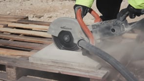 Evolution Power Tools 9 in. Electric Concrete Saw R230DCT cutting concrete on the jobsite with smooth, powerful electric performance.