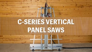 Safetyspeed C5 Panel Saw demonstration of vertical cutting with guided saw carriage and stable support structure