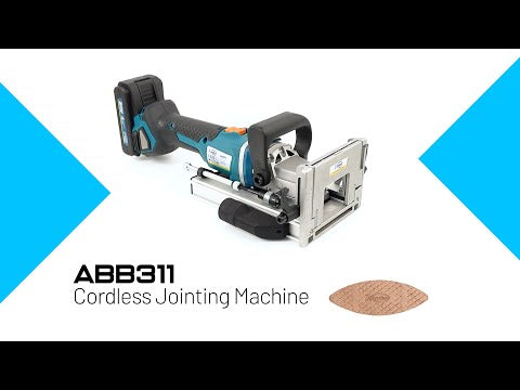 Virutex Cordless Biscuit Joiner ABB311 7900300 product display highlighting precision joinery capability and cordless system