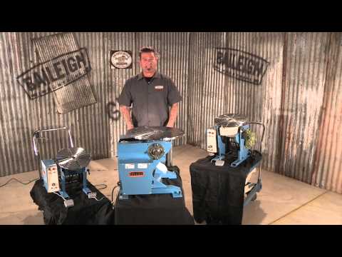 Video thumbnail showcasing the Baileigh Variable-Speed Welding Positioner (WP-750) 1008397 in operation, demonstrating controlled table rotation, welding setup capabilities, and professional fabrication applications.