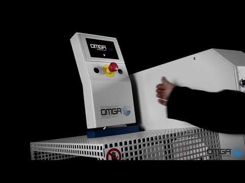 Operator using the OMGA Stop 13 - RH Programmable Stop/Positioner System touchscreen interface for accurate programmable material positioning