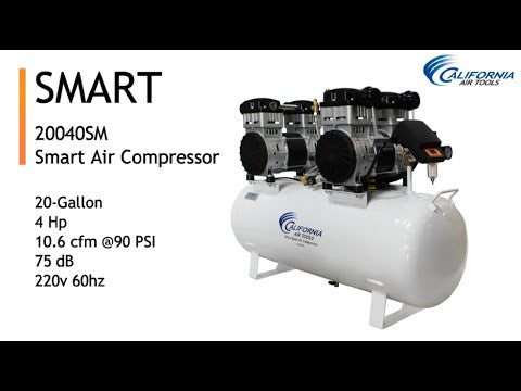 California Air Tools 20040SM Powerful 4.0 Hp SMART Ultra Quiet & Oil-Free 20 Gallon Air Compressor with SMART controller overview