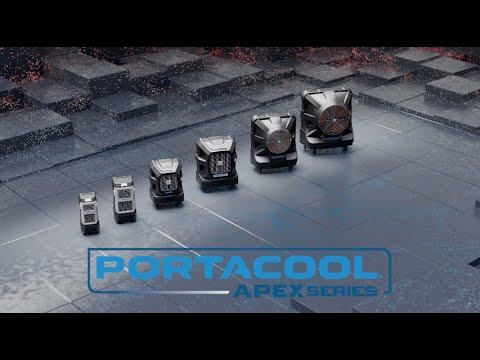 Portacool APEX 2000 Portable Evaporative Cooler product video preview highlighting the industrial evaporative cooling design and overall unit performance