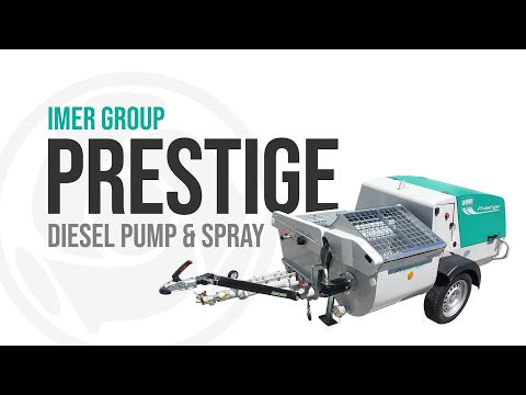 IMER PRESTIGE 300 Rotor/Stator Pump 1106133 promotional operation image highlighting professional-grade continuous pumping capabilities for commercial construction and material placement projects.