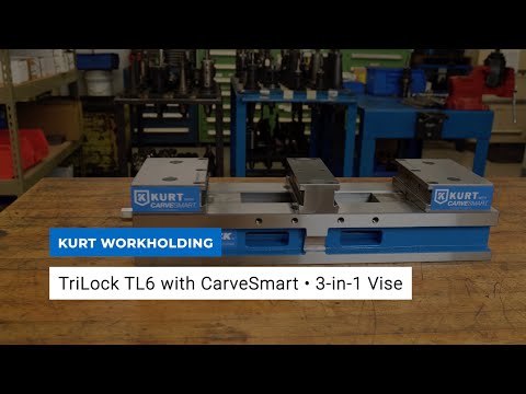 Kurt Machine Vise: Double-Station, 6.00" Jaw Width, 11" Jaw Opening, Stationary Base, Precision 63911804 product demonstration image showing the double-station vise in a machining environment designed for precision workholding and production efficiency.