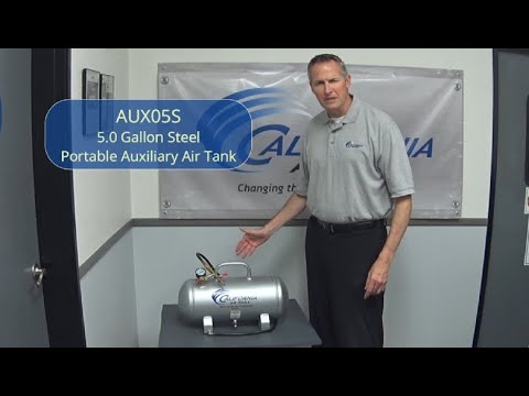 California Air Tools AUX05A 5.0 Gallon ALUMINUM (No Rust) Lightweight Auxiliary Air Tank demonstration showing portable usage setup