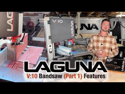 Laguna V:10 Bandsaw MBAND10V10 promotional display highlighting professional woodworking capabilities