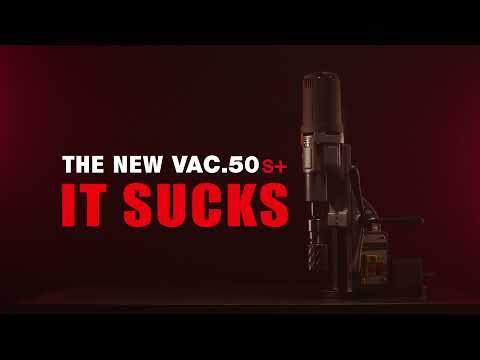Euroboor VAC.50S+/IC Vacuum Drilling Machine product display showing the high-performance vacuum drilling system with annular cutter and precision drilling spindle