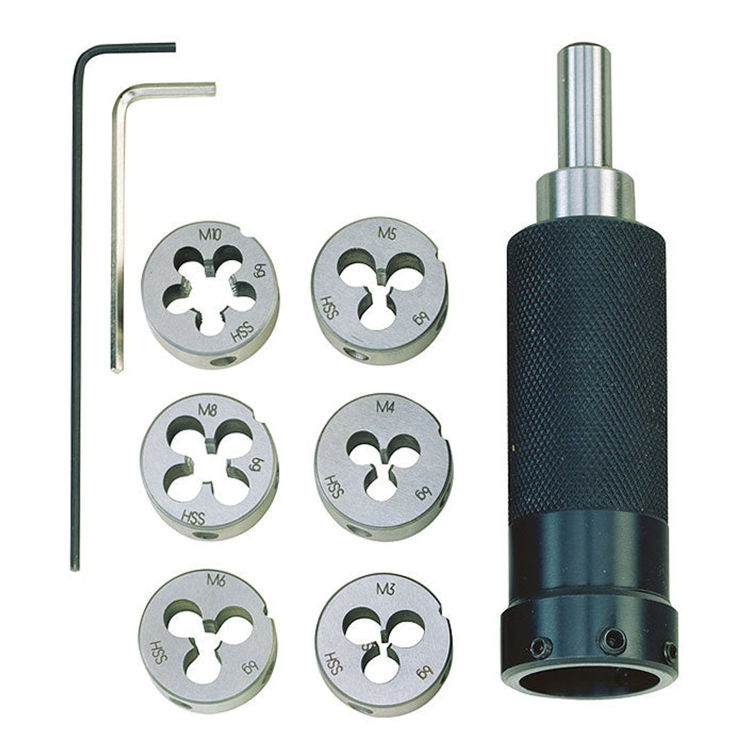 Proxxon 24082 die holder for round dies, threading range M3 to M10