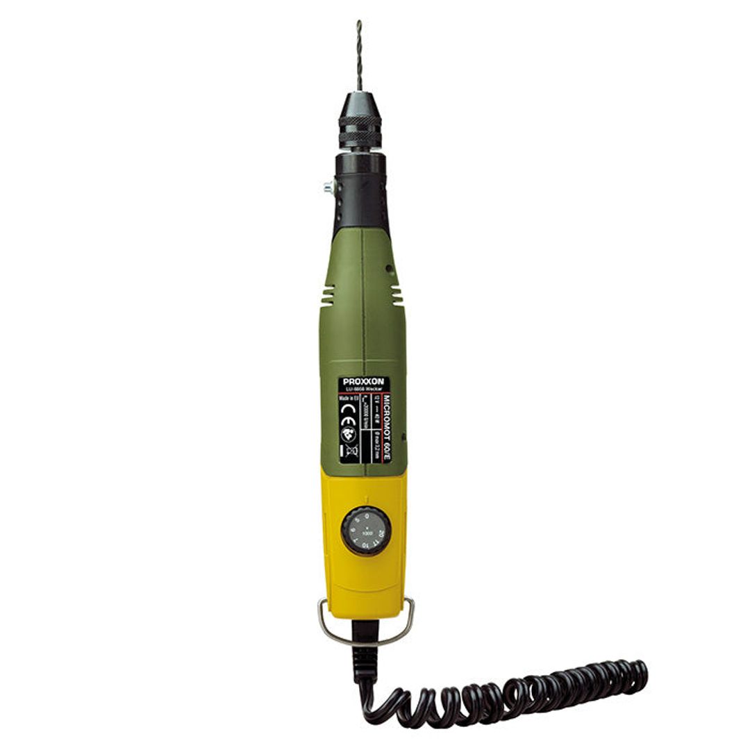 Proxxon MICROMOT 60 EF rotary tool, 12V, SKU 28512, additional product photo of the rotary tool kit.