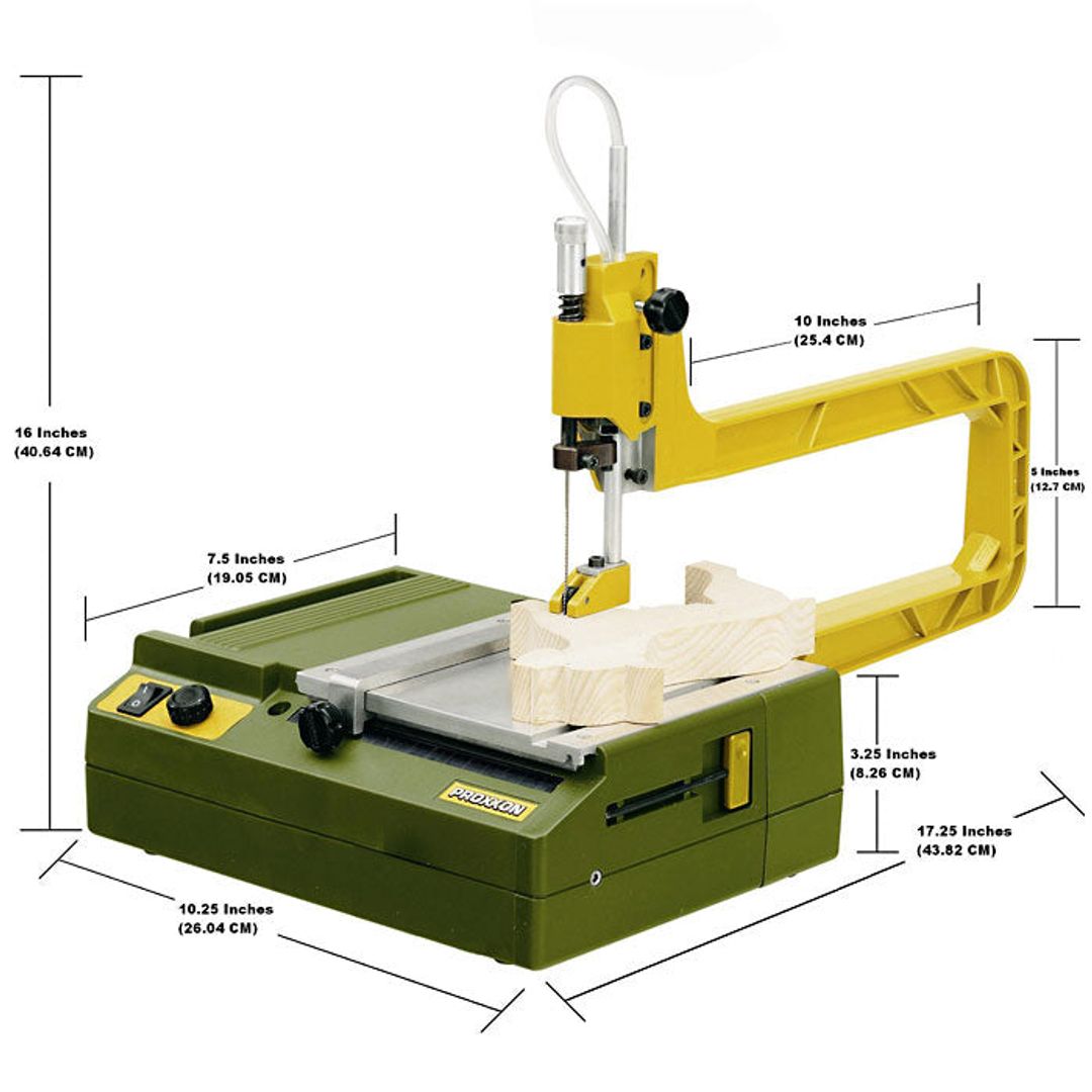 Proxxon DS 115/E scroll saw, SKU 37088, additional product photo showing the cutting table and blade.