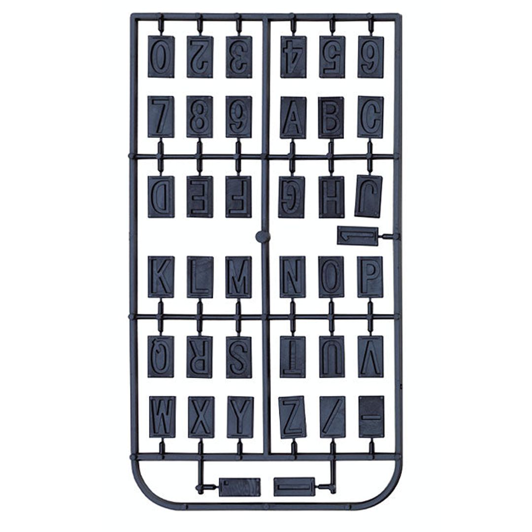 Proxxon stencil set for the GE 20 engraving device, SKU 27104, letter and number templates for engraving.