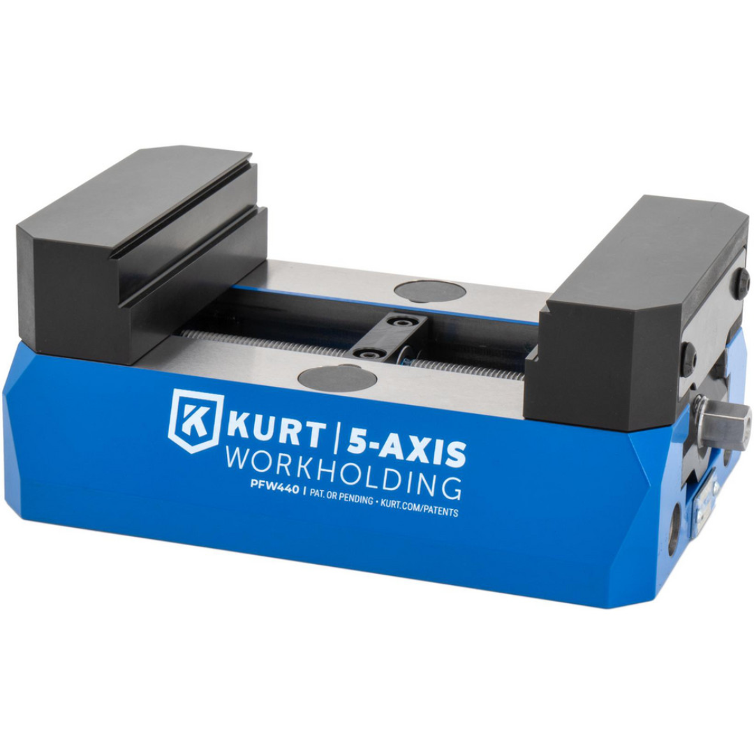 urt Self-Centering Vise: PFW, 4.6250" Max Jaw Opening 62128152 shown in a front angled view featuring precision self-centering jaws, durable steel construction, and compact CNC workholding design for high-accuracy machining applications.