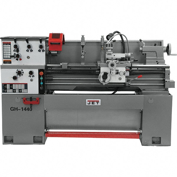 Jet Tools 14" x 40" Bench Lathe: Geared Head, 3 hp, 230 V 1 Phase, 1-1/2" Spindle Bore Dia, 40 to 1,800 RPM JT9-323373