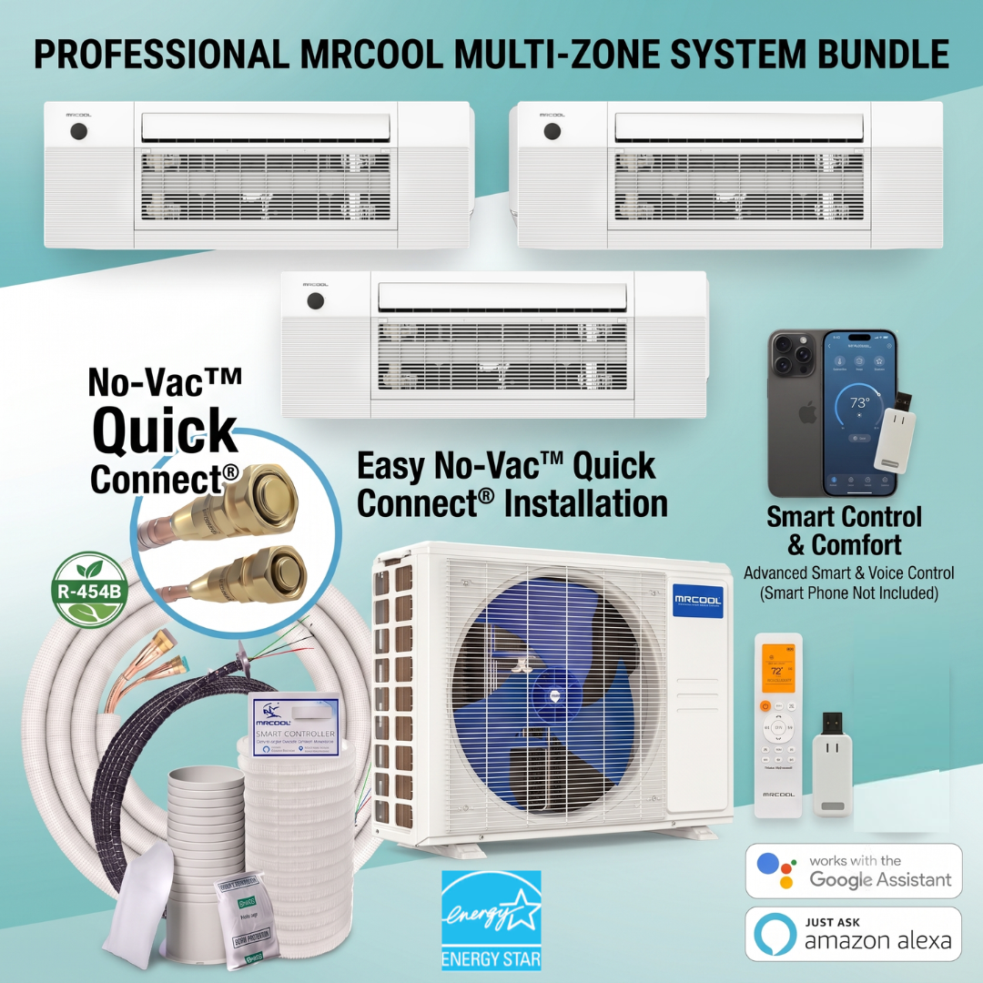 MRCOOL DIY 5th Gen 3-Zone 27,000 BTU Ceiling Cassette Ductless Mini Split Air Conditioner & Heat Pump with Pre-Charged Line Sets (9K+9K+9K), DIYM327HP, DIYM327HPC05D00