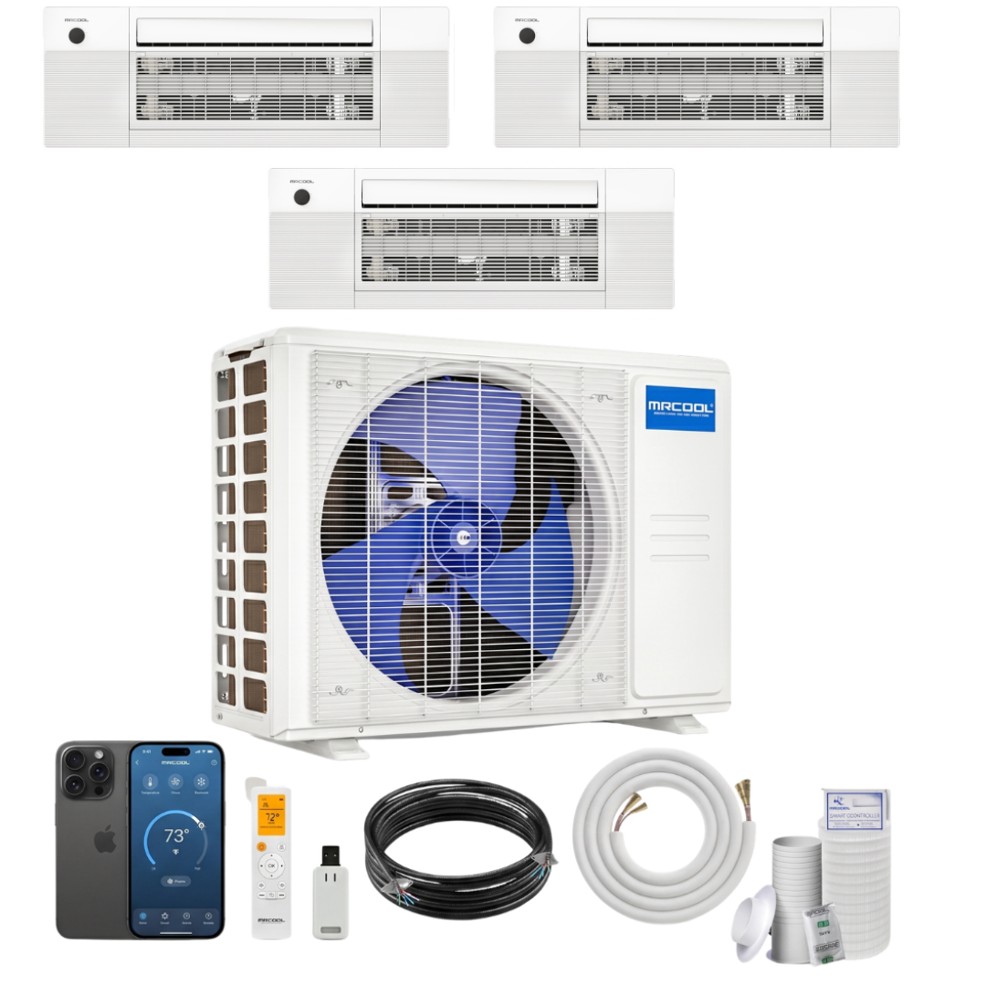 MRCOOL DIY 5th Gen 3-Zone 24,000 BTU Ceiling Cassette Ductless Mini Split Air Conditioner & Heat Pump with Pre-Charged Line Sets (6K+9K+9K), DIYM336HP, DIYM336HPC02D00