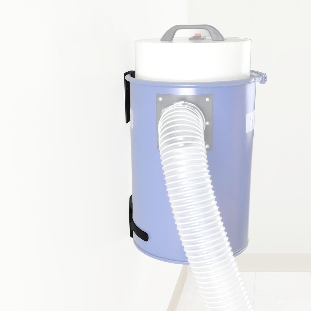 RIKON 63-110 12-gallon dust collector extractor with wall mount bracket.