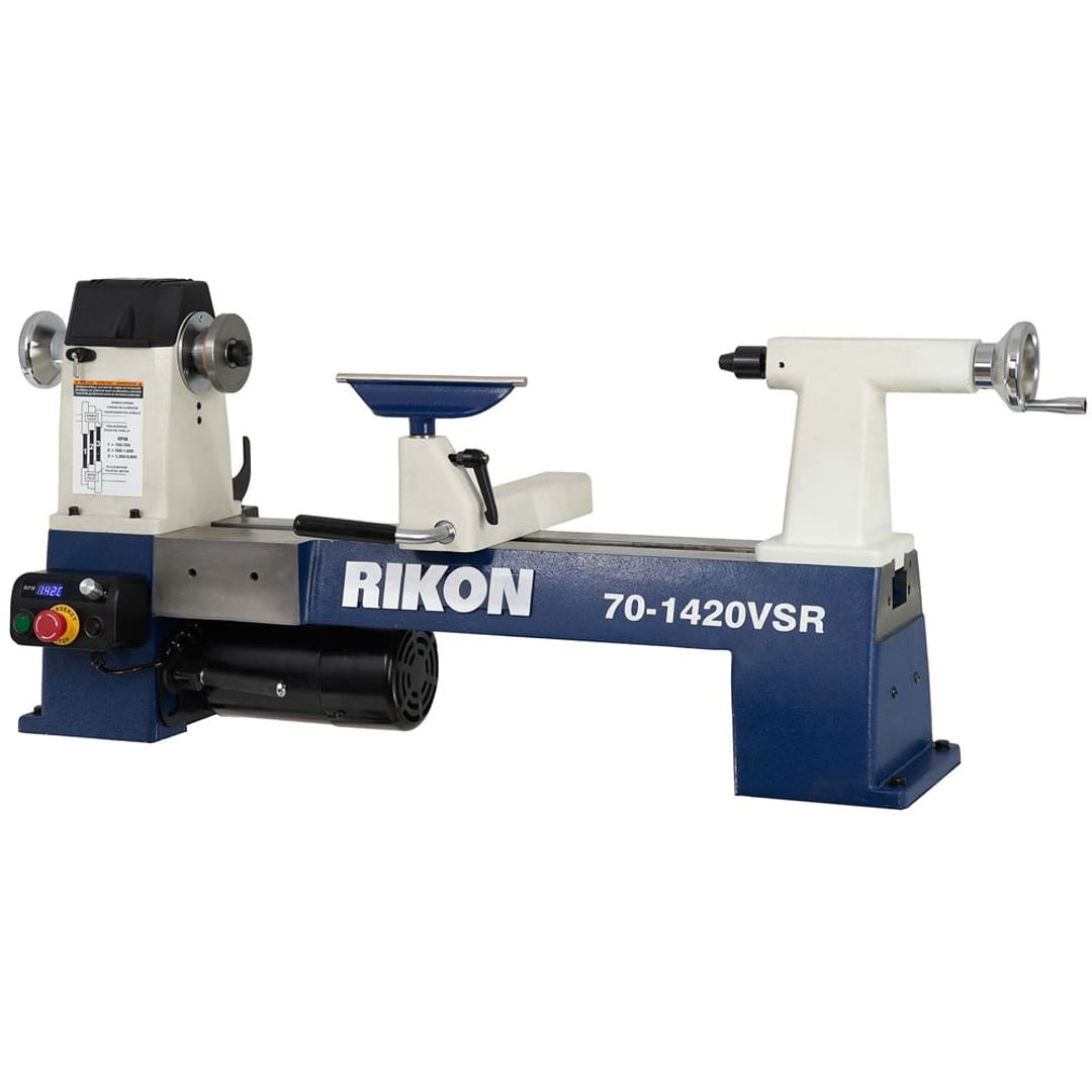 RIKON 70-1420VSR 14" x 20" VSR MIDI wood lathe with 1.5 HP variable-speed motor.