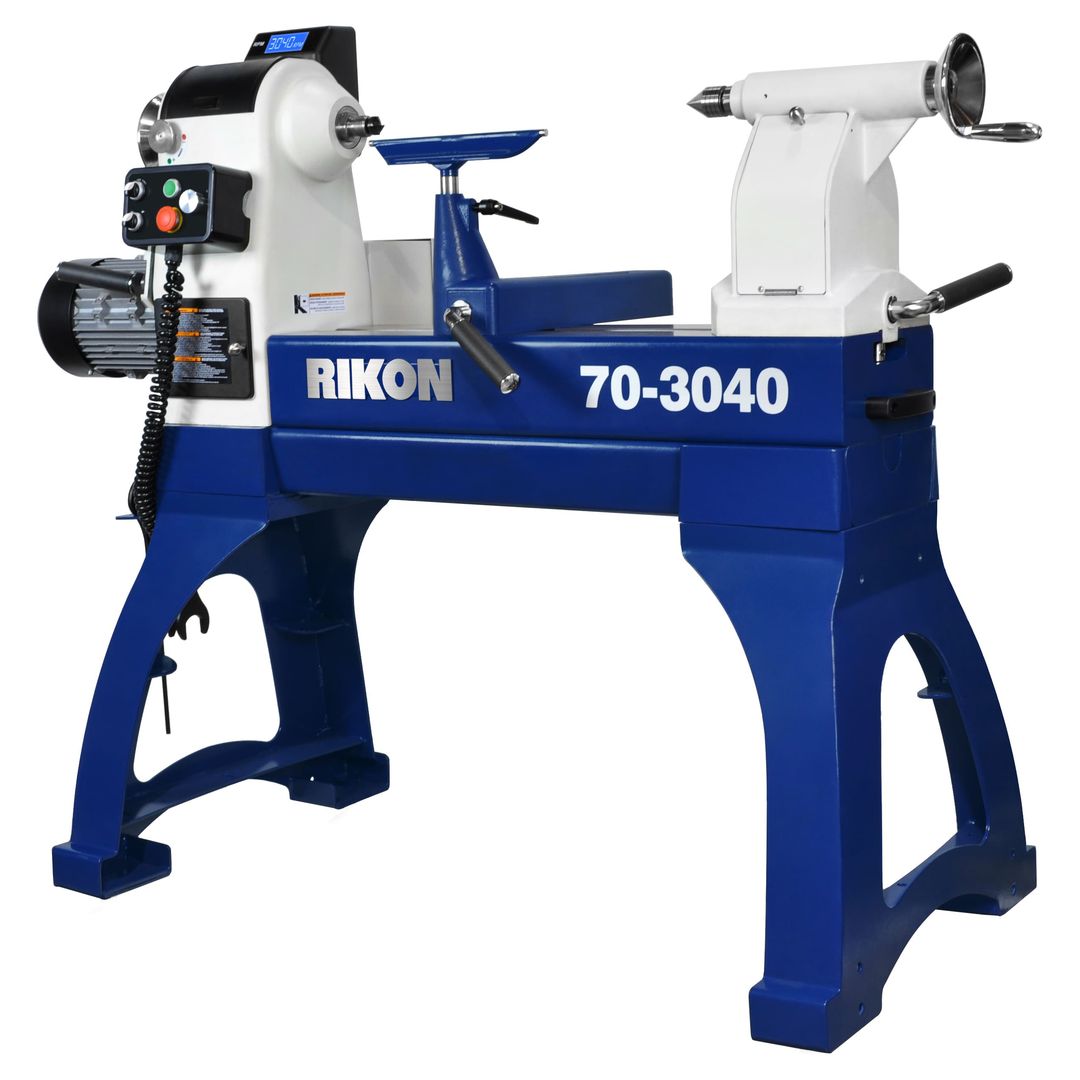 RIKON 70-3040 30" x 40" VSR wood lathe with sliding bed for large turning.