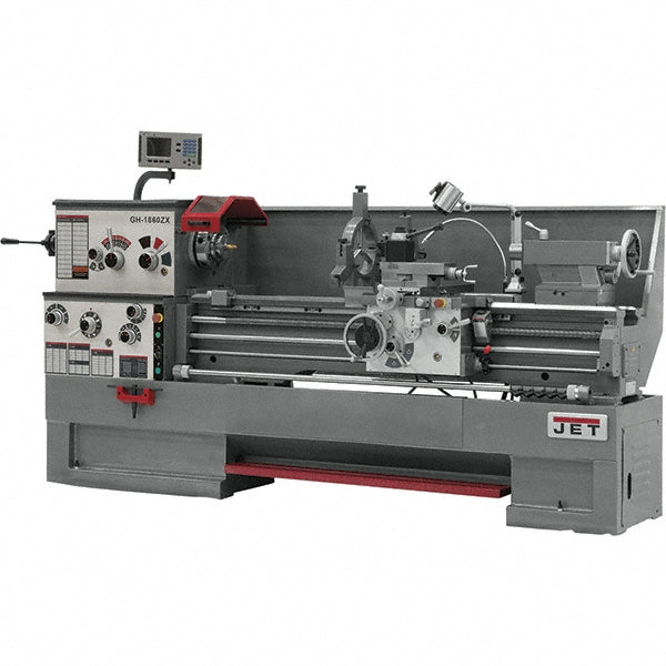 Jet 18" x 60" Engine Lathe: Geared Head, 230 V 3 Phase, 3-1/8" Spindle Bore Dia, 25 to 1,800 RPM JT9-321491